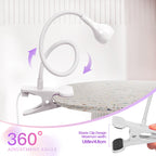UV Nail Lamp - UV Light for Gel Nails, Flash Cure Lamp | LED Gooseneck Flash Cure Lamp for Nails, Manicure Dryer Black Light with Clamp, 365+395nm 5V 3W 4 Levels Dimming White