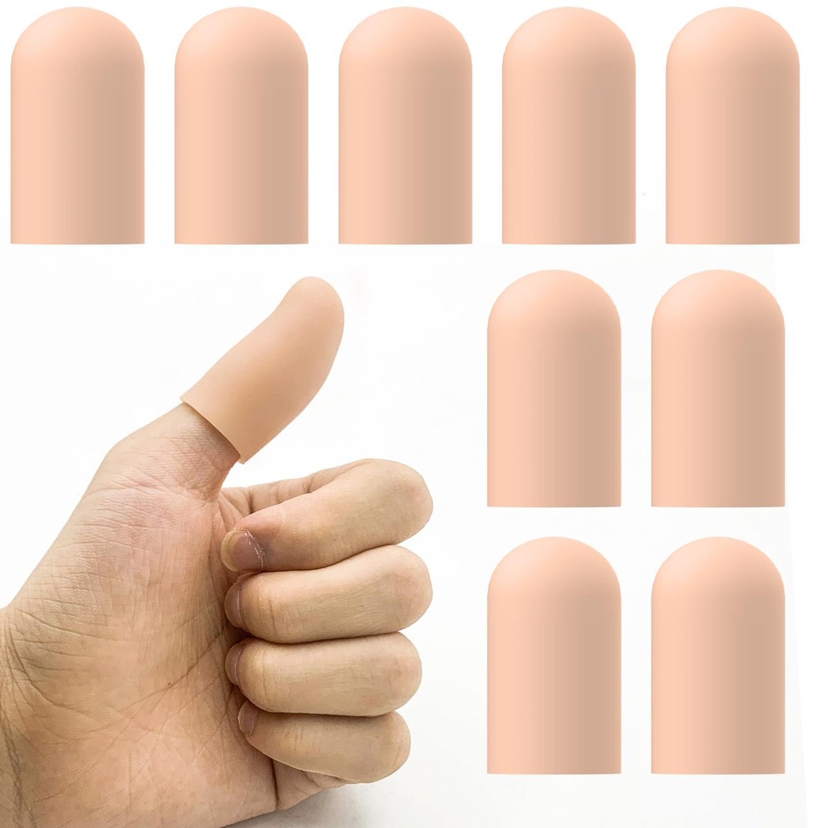 10 Pack Silicone Gel Finger Cots, Finger Protector Caps for Thumb Care