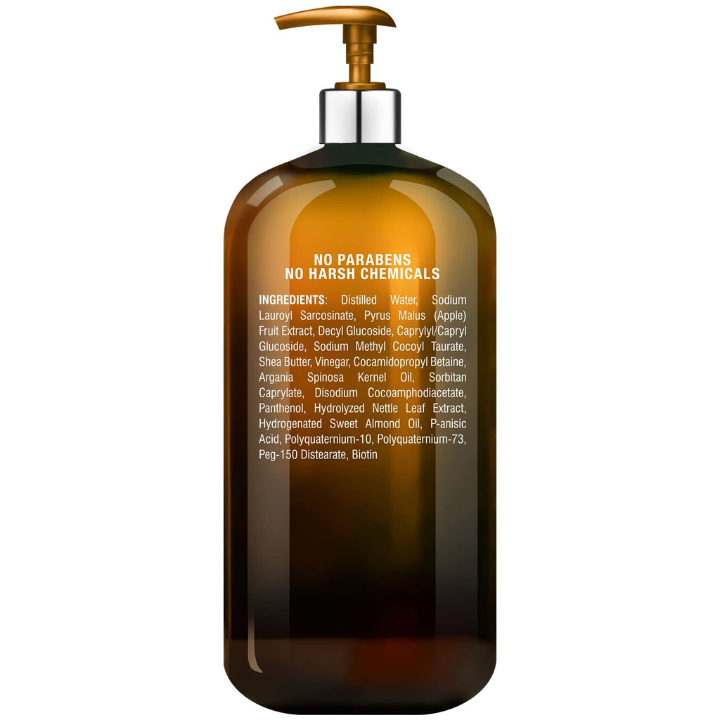 Majestic Pure Apple Cider Vinegar Shampoo, Sulfate Free - 16 Fl Oz | Ideal for daily hair cleansing, scalp care, frizz control, and maintaining soft, healthy-looking hair