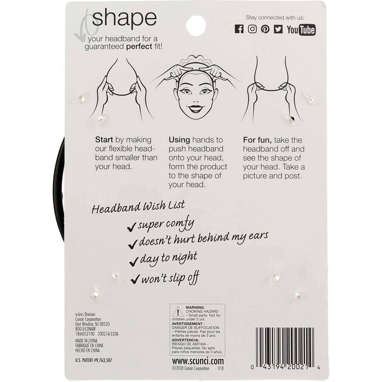 Buy now Scunci No Slip Grip Bendable Headband - 3 per case. at indiglob india