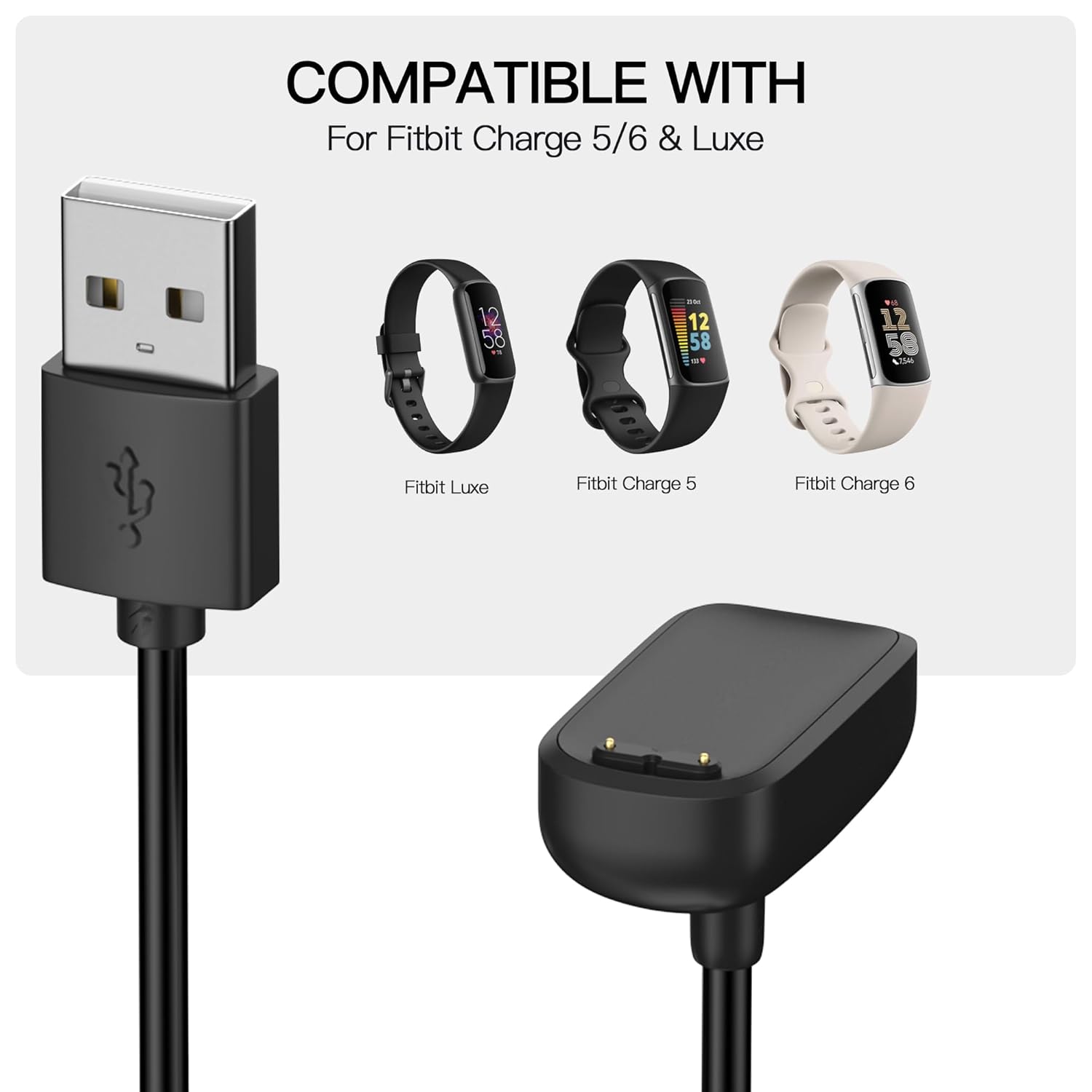 Buy now AWINNER Compatible with Fitbit Charge 6/Charge 5/Luxe Charger Cable,Replacement USB Charging Dock Stand for Fitbit Luxe Smart Watch at indiglob india