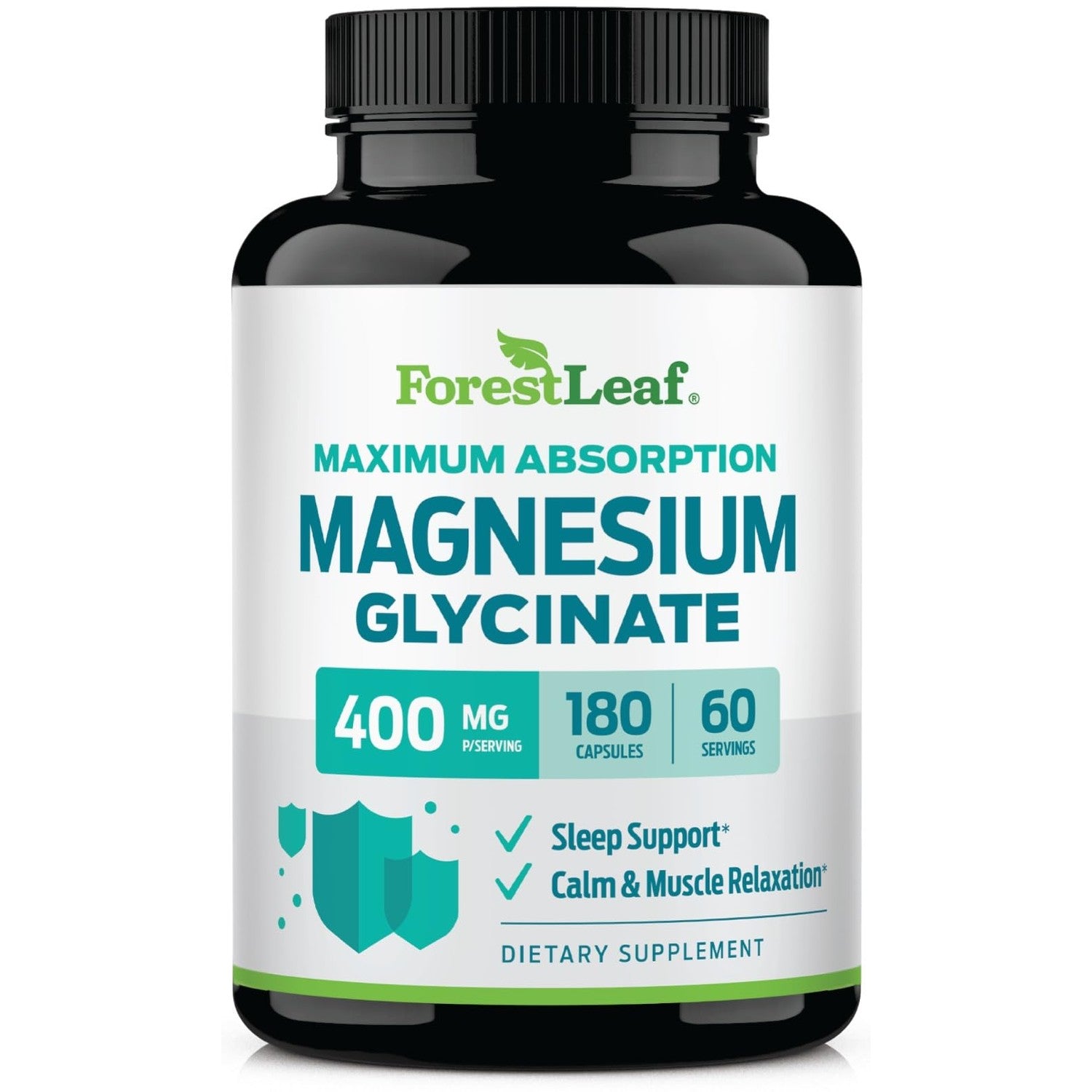 Pure Magnesium Glycinate 400mg Serving - High Absorption Magnesium Glycinate - Mag Bisglycinate for Stress, Bones, Muscles, Nerves, Relaxation & Heart Health, Non GMO & Gluten Free - 180 Capsules