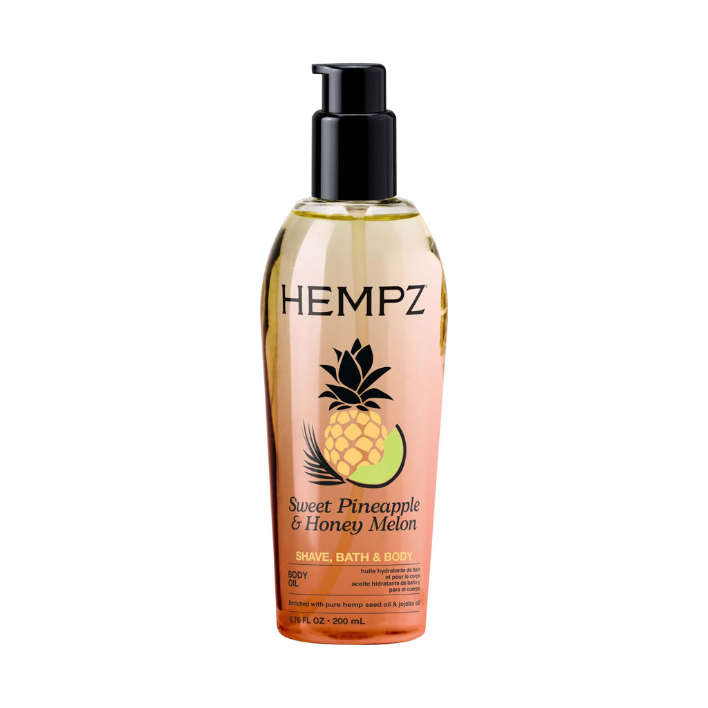 Hempz Sweet Pineapple & Honey Melon Multi-Purpose Body Oil - 6.76 Fl Oz | Pineapple & Honey Melon Extracts, Hemp Seed Oil for Dry Skin, Coconut Oil, Multi-Purpose for Bath, Skin & Shaving