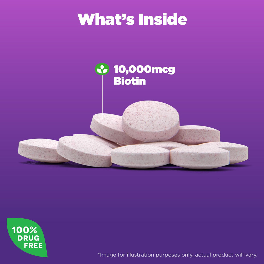 Natrol Biotin 10000mcg, for Healthy Hair, Skin & Nails, 200 Tablets | Support Healthy Hair, Skin and Nails for Those Low in Biotin, Support Healthy Carbohydrate, Fat & Protein Metabolism
