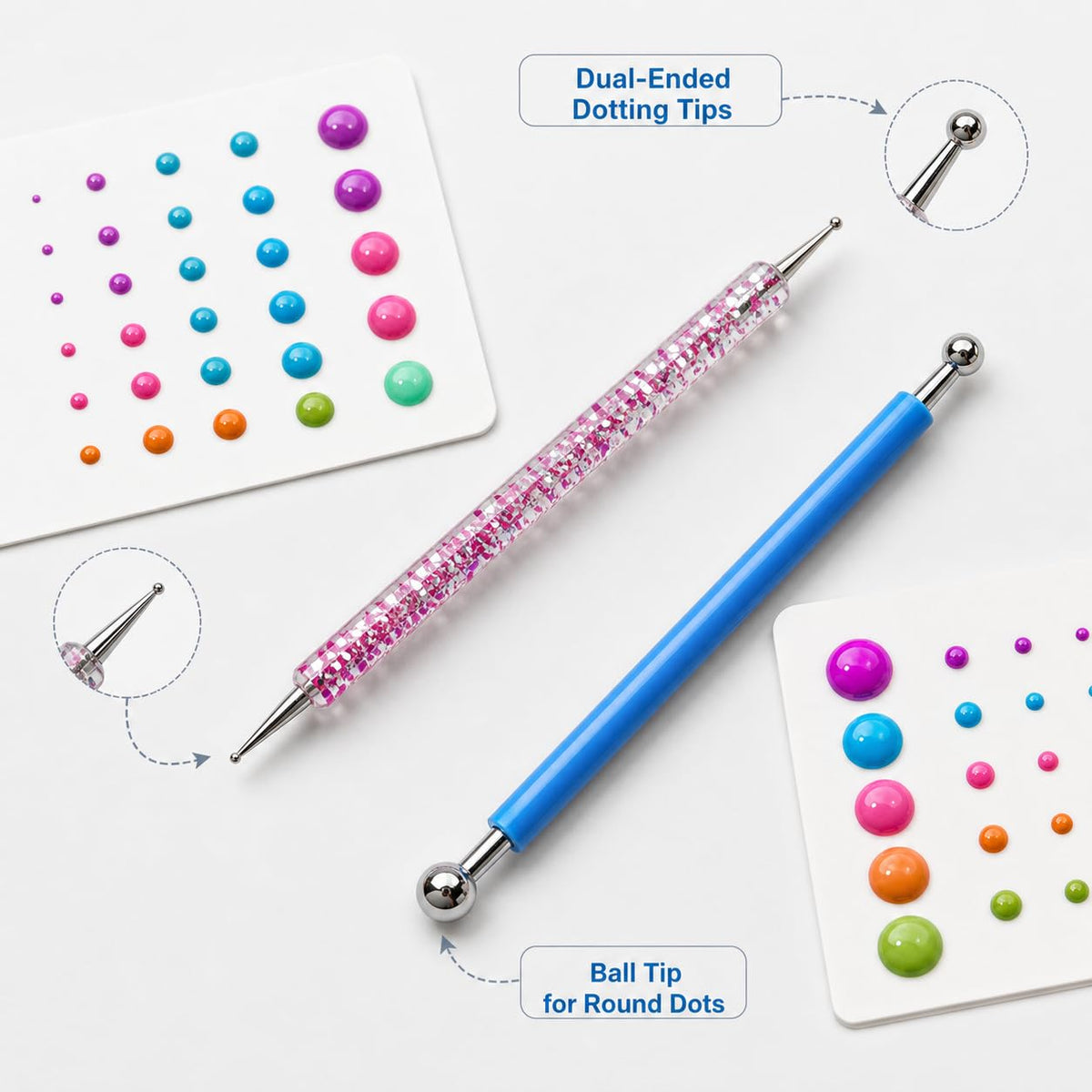 Dearmud 8-Piece Dotting Tools, Ball Stylus Set for Painting, Clay, Nail Art