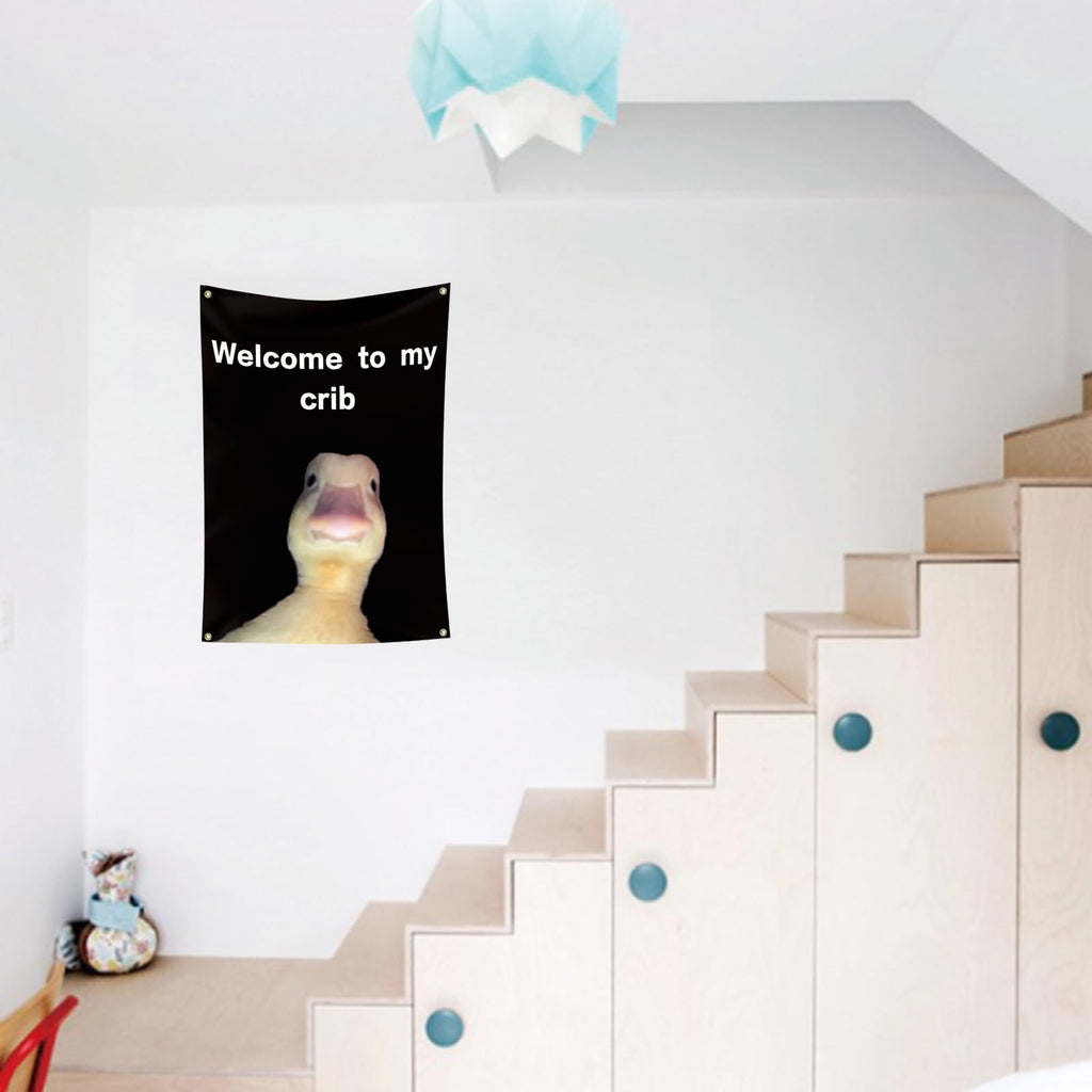 Welcome to My Crib Flag 2x3 Feet Funny Flags for Room Durable Man Cave Wall Flag with Brass Grommets for College Dorm Room Decor,Outdoor,Parties