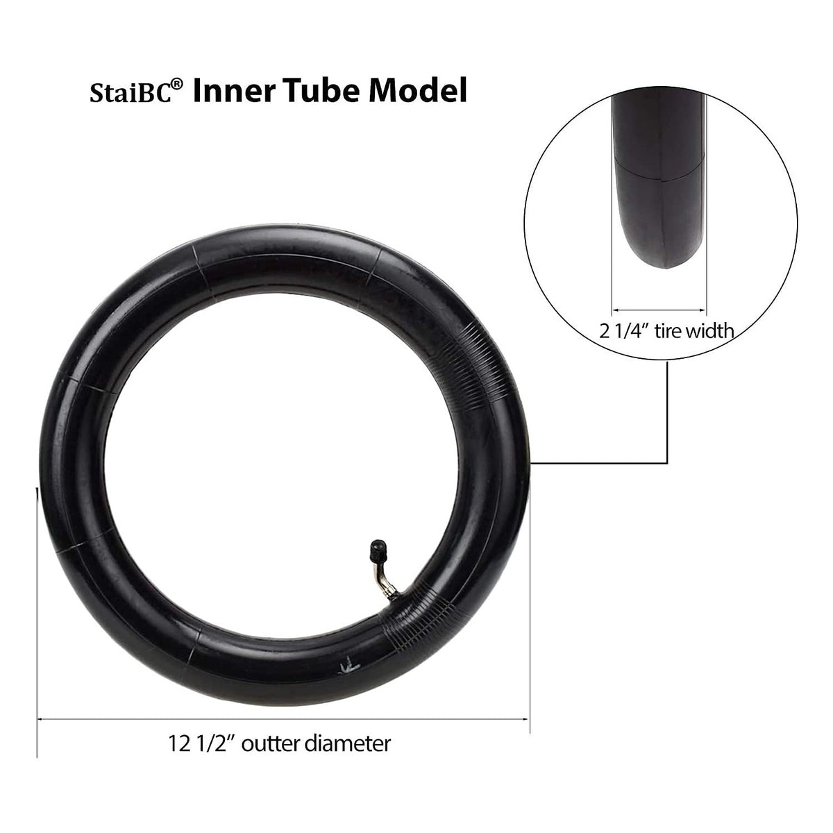1-Pack 12.5" Scooter Inner Tube 12 1/2 x 2 1/4 Angled Valve Stem 12.5" x 2.25" Tube Compatible with 12.5X1.75 12.5 X 1.95 12.5 X 2.125 12.5 x 2.25 Most Bike and Scooter Tire Tube