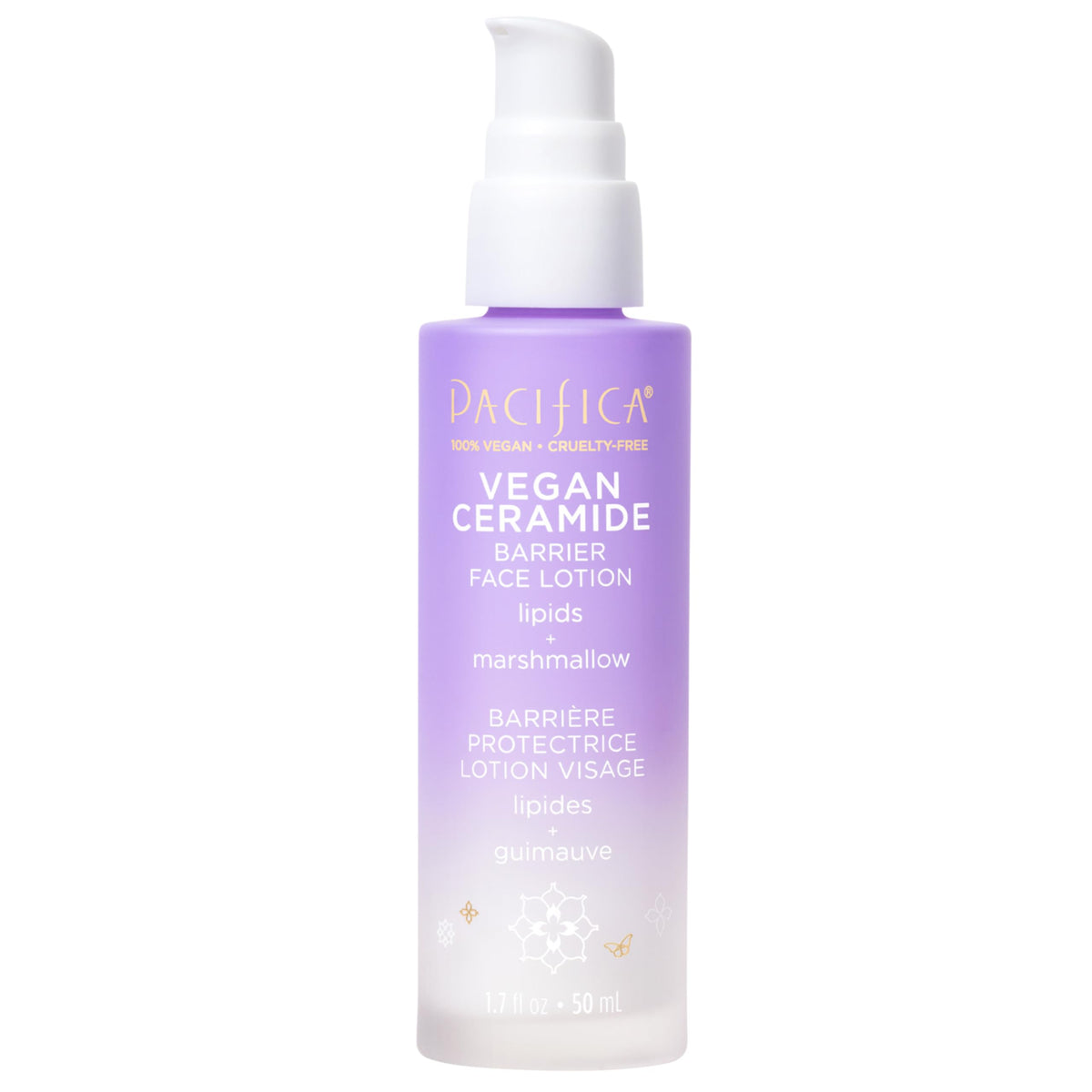 Pacifica Vegan Ceramide Barrier Repair Face Lotion, Hydrating, Lightweight Moisturizer, For Dry Skin, Dermatologist Tested, Safe for Sensitive Skin, Fragrance Free, 100% Vegan + Cruelty Free