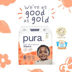 Pura Baby Diapers Size 6 (32-44 lbs) 84 Count Sensitive Skin