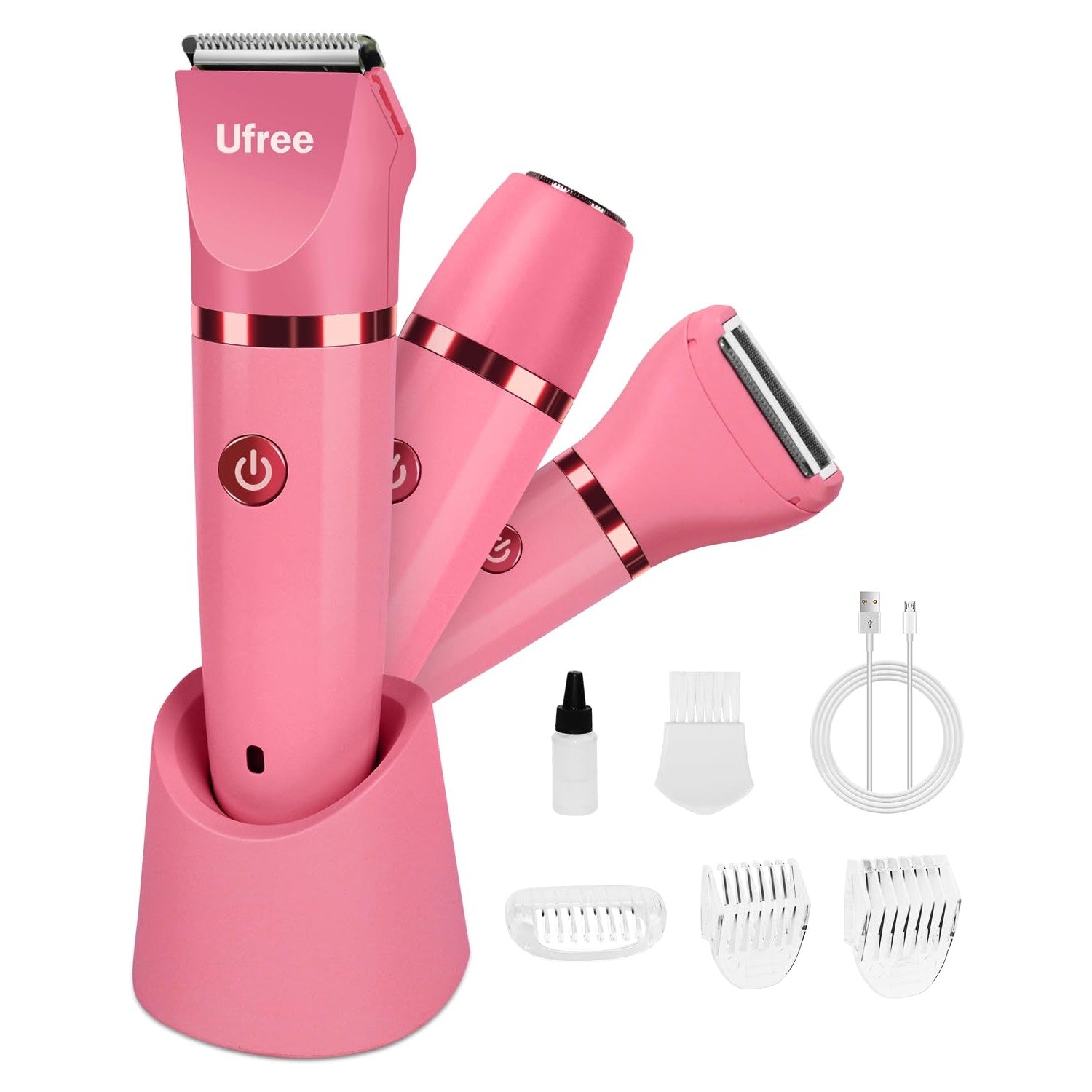 Ufree 3-in-1 Bikini Trimmer Electric Razors for Women, Gifts for Women | Ceramic Blade, IPX7 Waterproof, Lady Shaver, Travel Lock, for Face, Legs, Pubic Hair, Underarms, Body Hair Trimmer, Purple