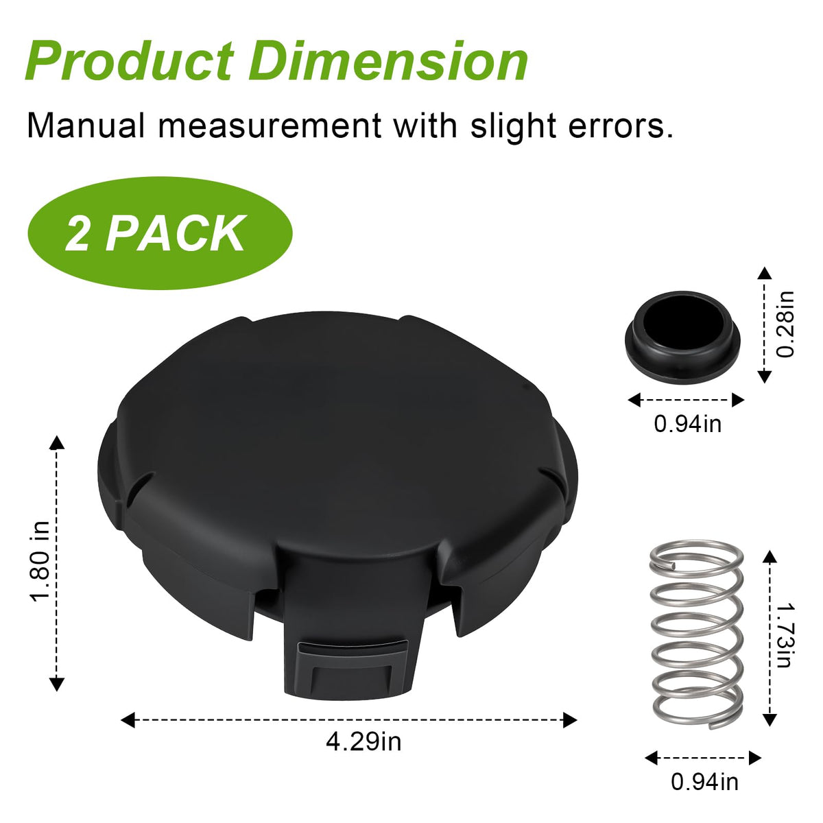 Speed Feed 400 Trimmer Head Cap and Spring Kit for Echo, Trimmer Replacement Spool Cap Covers Compatible with Echo SRM-225, SRM-230, PAS-225 Trimmer Heads, Echo Weed Eater Parts X472000070, 2 Pack