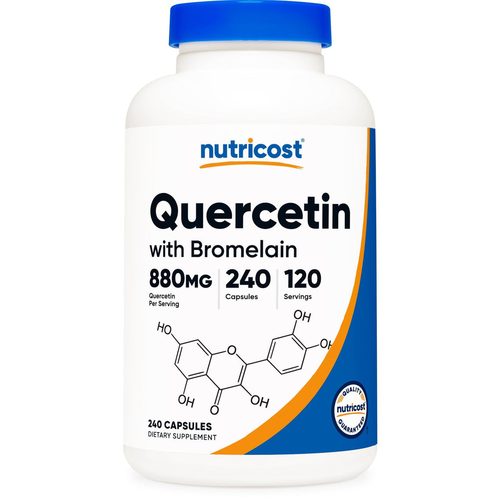 Nutricost Quercetin with Bromelain, 880mg Quercetin, 120 Capsules, 60 Serv | 880mg Quercetin + 165mg Bromelain Per Serving, 2 Capsules Per Serving, Vegetarian, GMO-Free & Gluten-Free