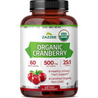 Zazzee USDA Organic Cranberry 25:1 Extract, 500 mg per Capsule, 60 Capsules | Vegan, 2 Month Supply, Certified Kosher, Vaccinium Macrocarpon, Non-GMO, Made in the USA