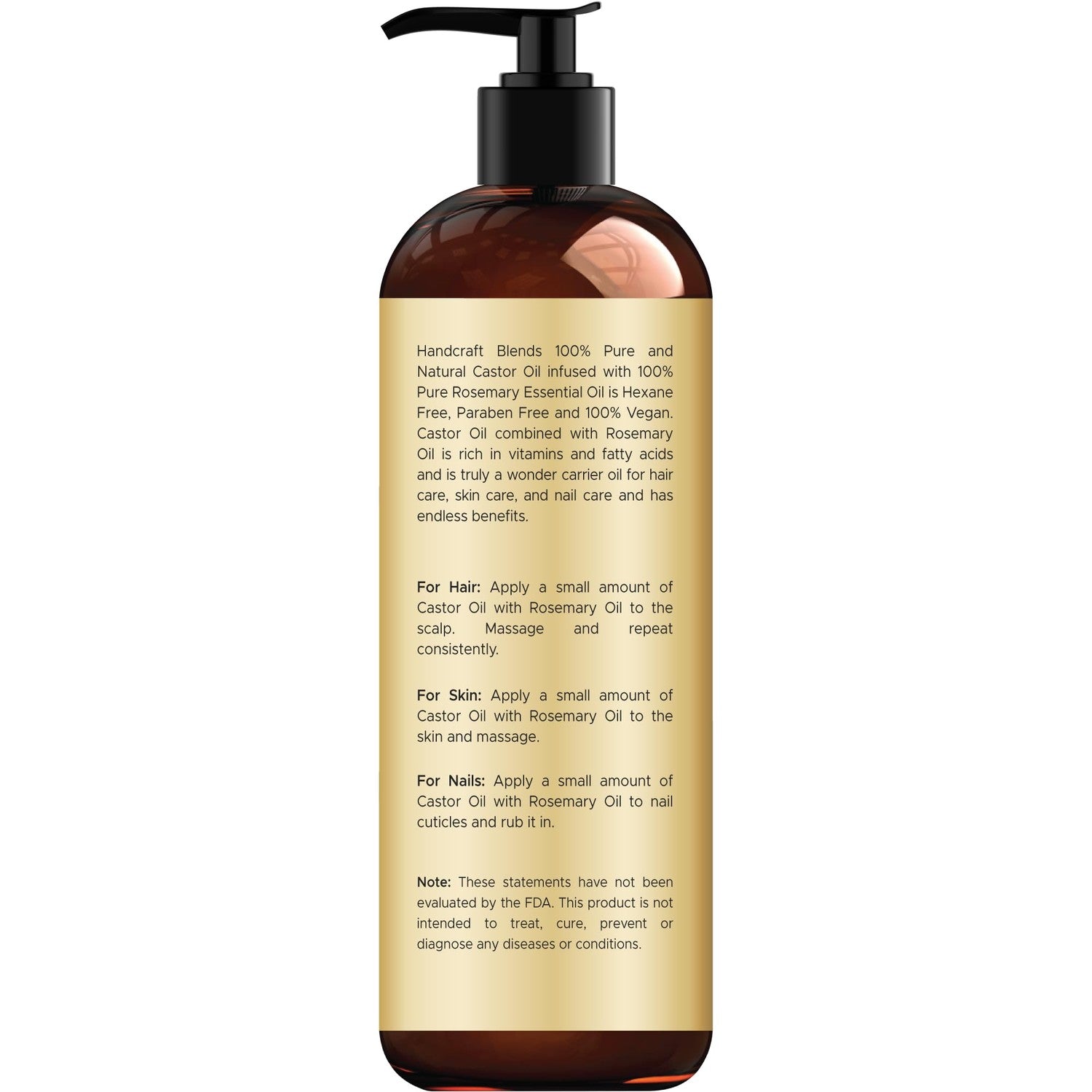 Buy now Handcraft Blends Castor Oil with Rosemary Oil 8 Fl Oz | 100% Pure and Natural | Premium Grade Carrier Oil | Hair, Eyelashes and Eyebrows | Hair and Body at indiglob india