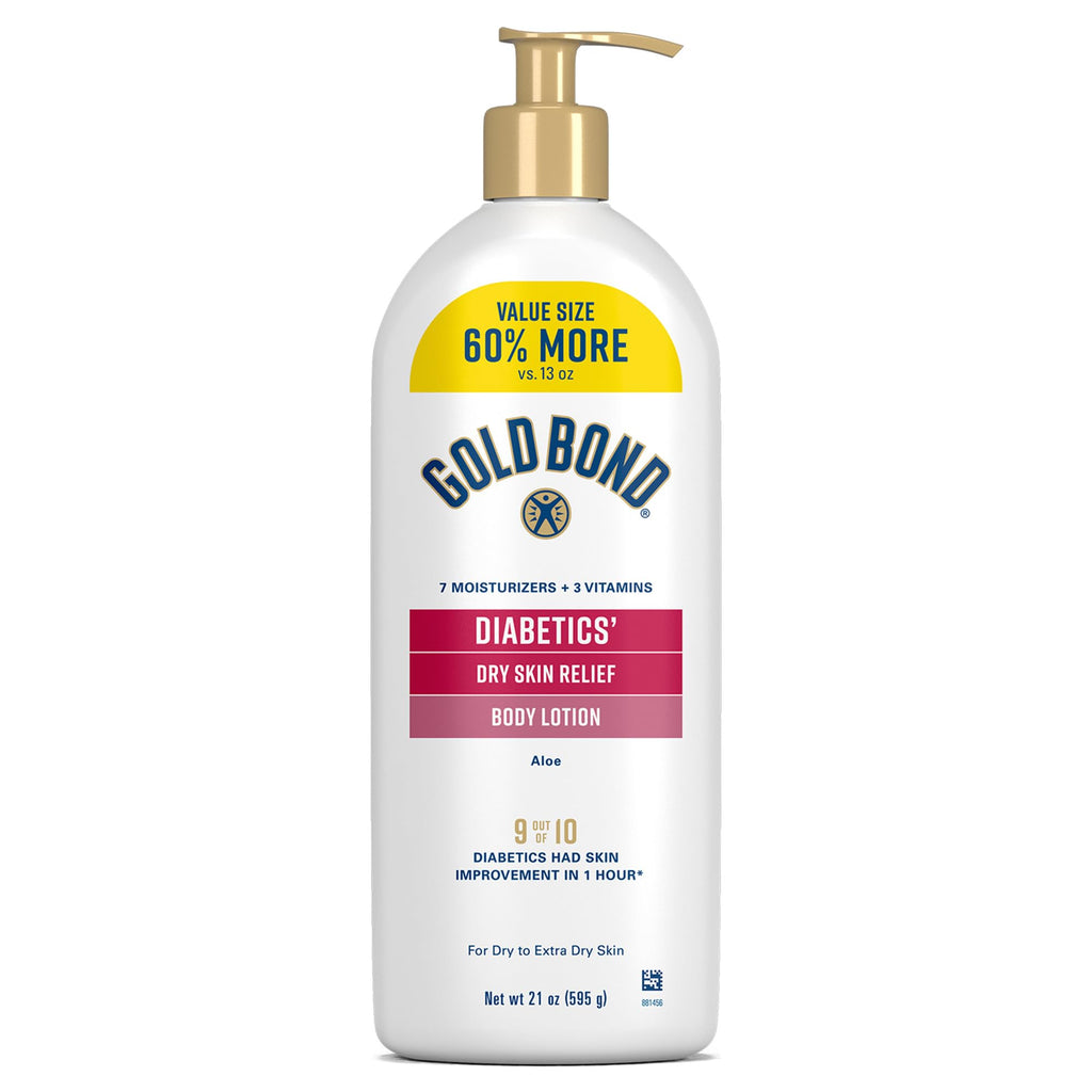 Gold Bond Diabetics' Dry Skin Relief Body Lotion for Dry Skin, With Aloe | 24-hour moisture, dry skin lotion for diabetes care, with aloe & 3 vitamins for long-lasting hydration, all-over moisturizer