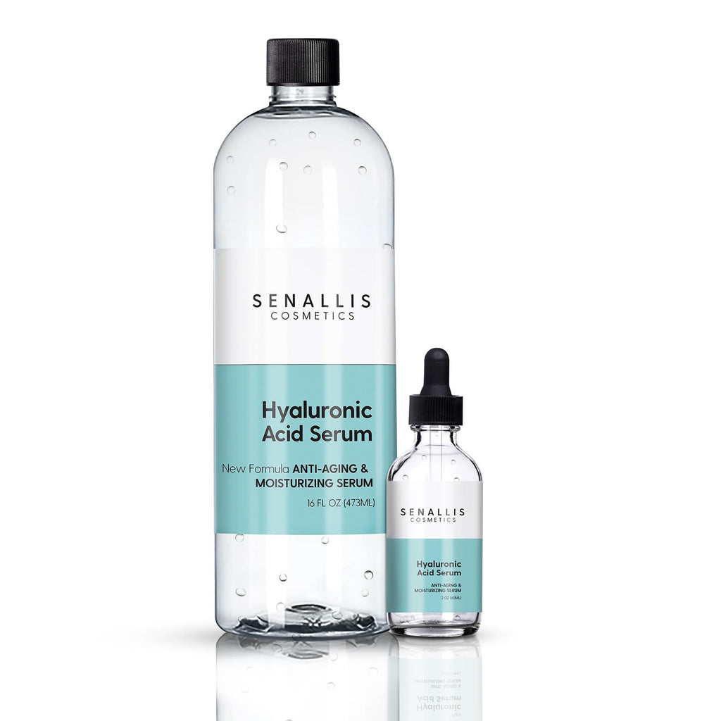 Hyaluronic Acid Serum 8 fl oz And 2 fl oz, Made From Pure Hyaluronic Acid, Anti Aging/Wrinkle, Ultra-Hydrating Moisturizer That Reduces Dry Skin Manufactured In USA