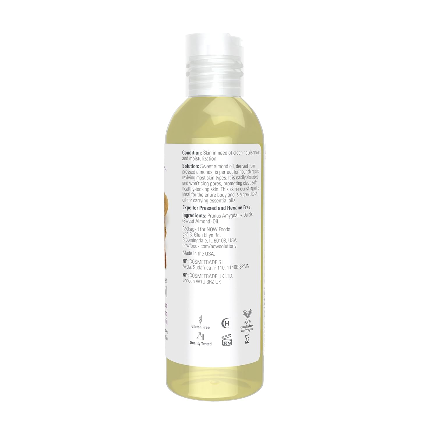 Buy now NOW Foods Solutions, Sweet Almond Oil, 100% Pure Moisturizing Oil, Promotes Healthy-Looking Skin, Unscented , 4-Ounce at indiglob india