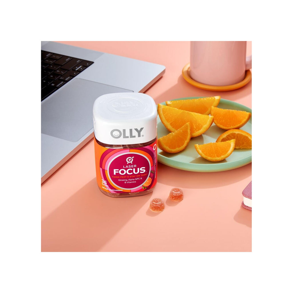 OLLY Laser Focus Gummy Supplement,* Ginseng Extract, Alpha GPC - 36 Count