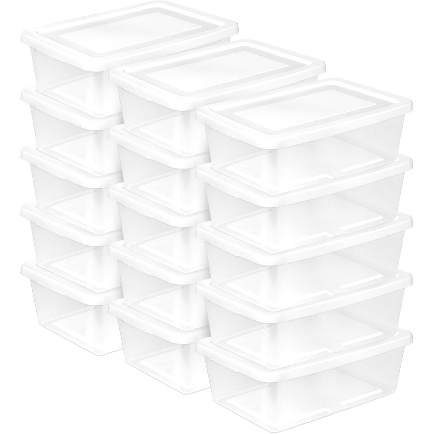 Buy now Sterilite 24-Pack 6 Quart Storage Box, Stackable Clear Plastic Bins with Snap-On Lids - Heavy-Duty Organizing Containers for Closet, Bathroom, and Office 12 Quart 15 Pack at indiglob india