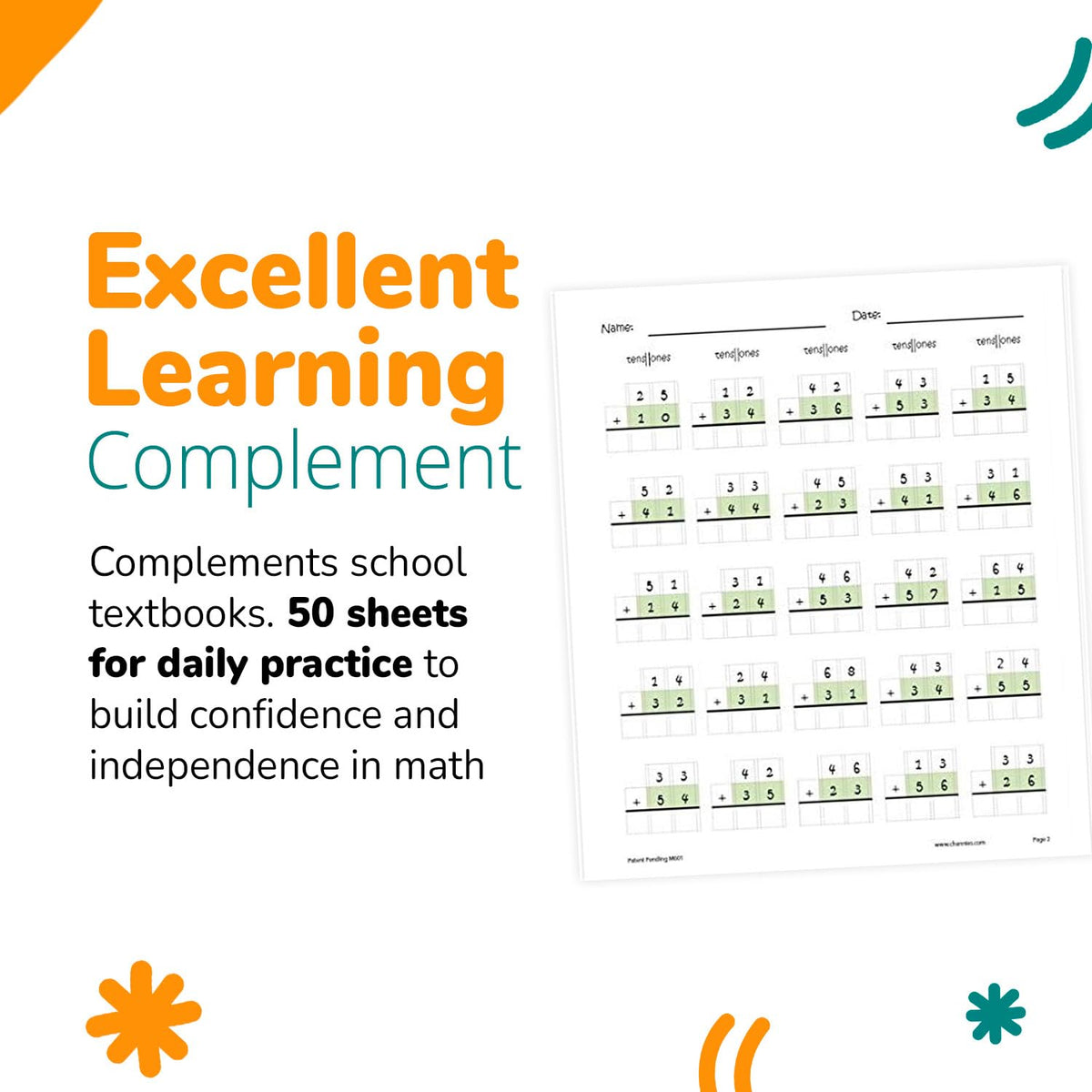Channie's One Page A Day Double Digit Math Problem Workbook for 1st Graders, 2nd Graders, and 3rd Grade Simply Tear Off On Page a Day For Math Repetition Exercise! Addition and Subtraction Workbook
