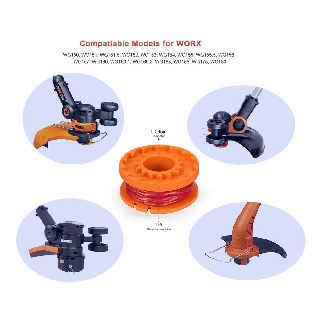 Trimmer Spool Line for Worx WA0010, 0.065 in Weed Eater String, 14 Pack