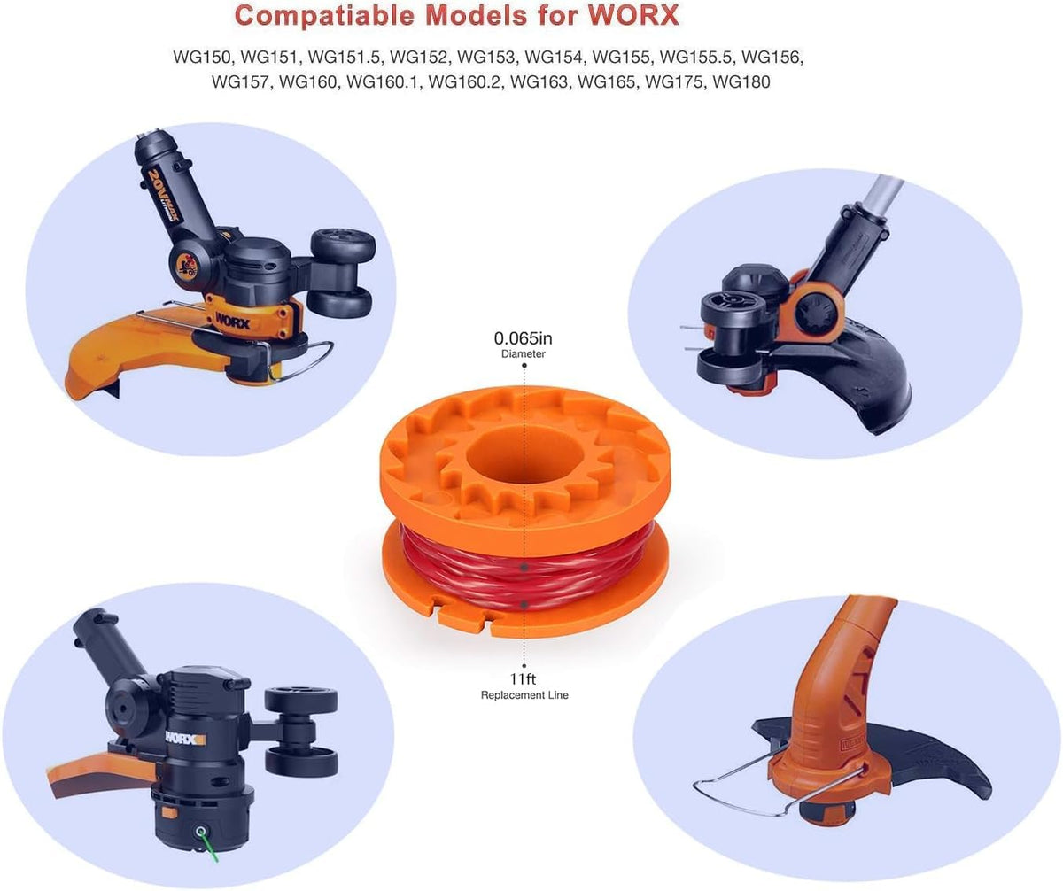 Trimmer Spool Line for Worx WA0010, 0.065 in Weed Eater String, 14 Pack