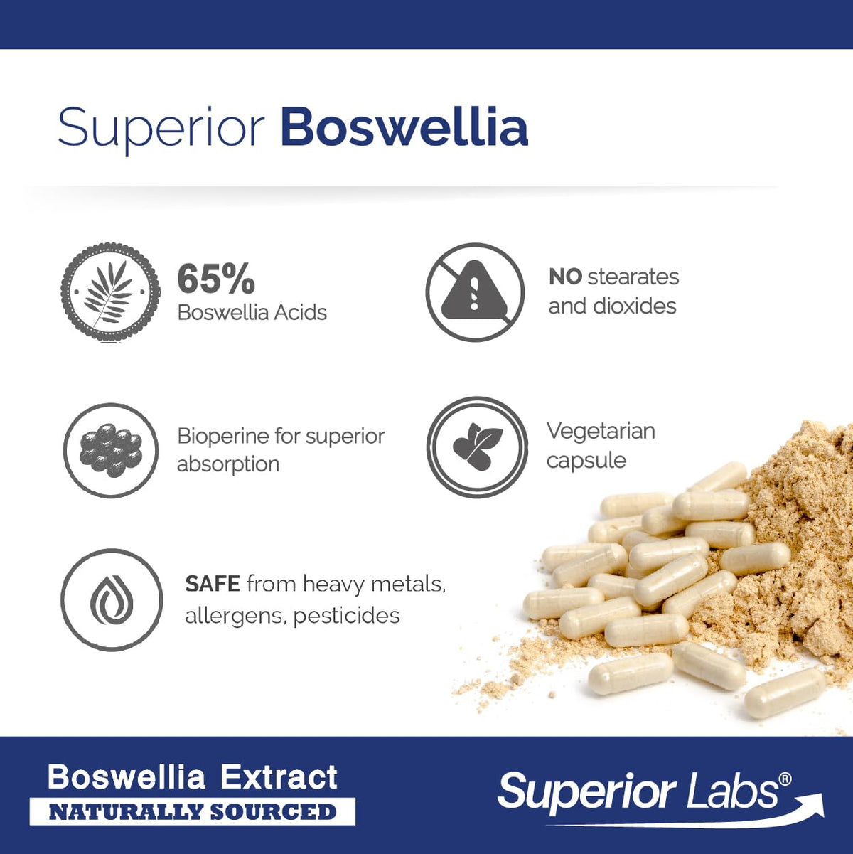 Superior Labs Boswellia Serrata 500mg, 65% Acids, Joint Comfort, 240 Caps