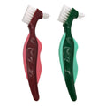 Uouovo Premium Hard Denture Brush Toothbrush, Cleaning Brush, Multi-Layered Bristles & Portable Denture Double Sided Brush, Denture Care (Pack of 2)
