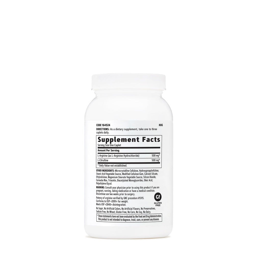 Buy now GNC L Arginine + L Citrulline 500mg Each Supplement, Supports Nitric Oxide Production and Healthy Blood Vessel Tone, 120 Servings at indiglob india