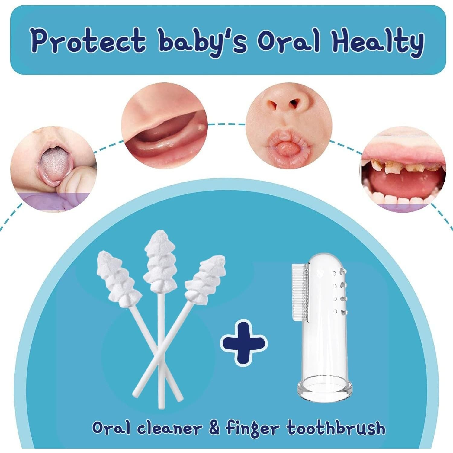 Buy now Little Fox Baby Oral Cleaner 42Pcs [Upgrade Designed] +1pc Free Finger Toothbrush with Case, Tongue, Mouth and Gums Cleaner, Newborn Toothbrush, Infant Oral Care and Cleaning for 0-36 Month Baby at indiglob india