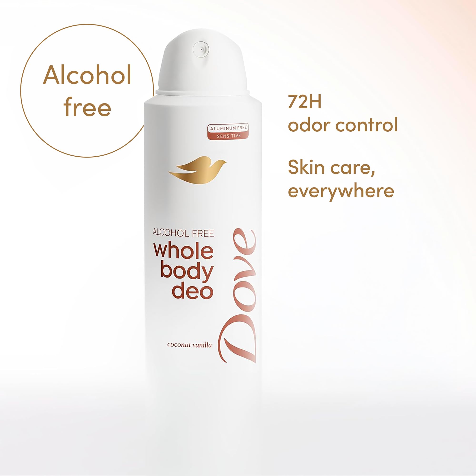 Dove Whole Body Deodorant Spray, Alcohol Free, Coconut Vanilla, 4 oz | Alcohol Free, Scent: Coconut Vanilla