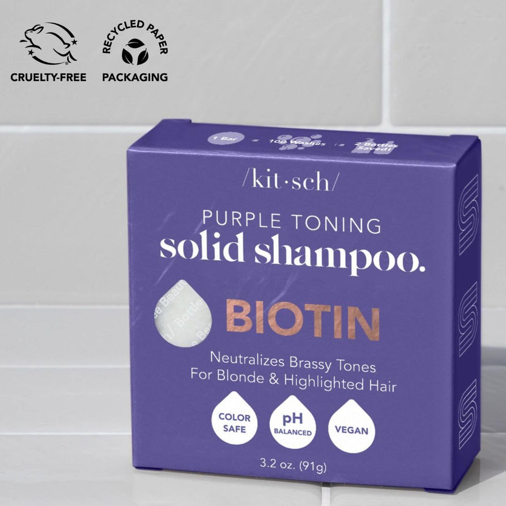 Buy now Kitsch Toning Purple Shampoo For Blondes & Color Treated Hair - Shampoo Bar For Women and Men - Biotin Shampoo for Strengthening & Neutralizing Brassy Tones - Vegan, Silicone & Sulfate Free - 3.2 oz at indiglob india