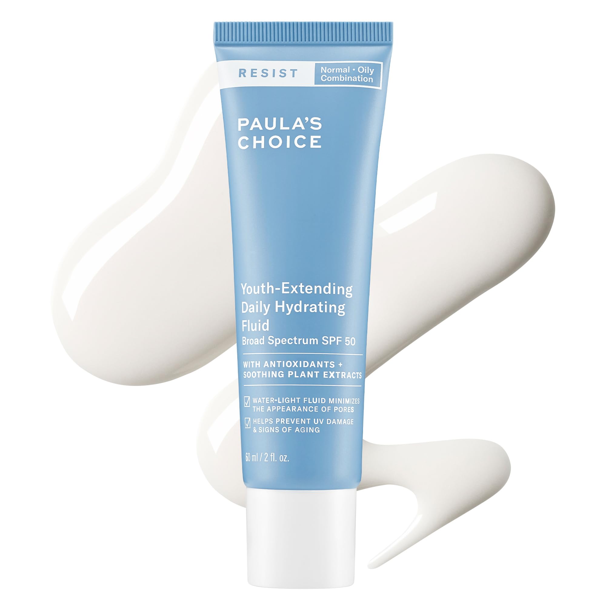 Paula's Choice RESIST Hydrating Fluid Face Moisturizer SPF 50 | Face Sunscreen for Oily Skin with Chamomile & Vitamin E, UVA/UVB Protection, Fragrance-Free, TSA Friendly