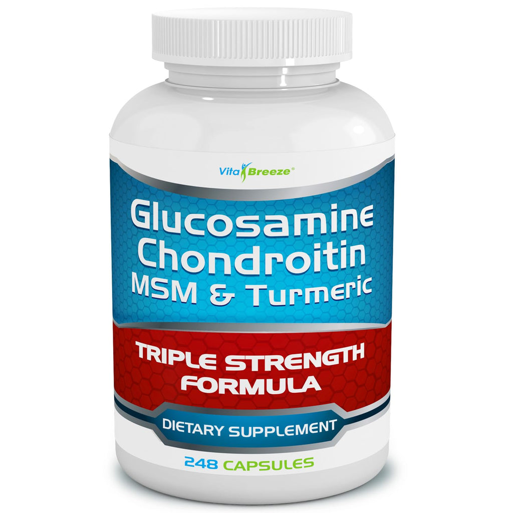 VitaBreeze Glucosamine Chondroitin MSM & Turmeric Supplement, 248 Capsules | Triple Strength Joint Support Supplement, Suitable for Men and Women