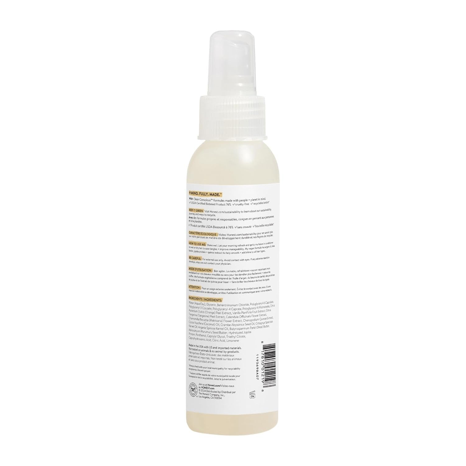 Buy now The Honest Company Conditioning Hair Detangler, Tear-Free Hypoallergenic Leave-In Conditioner and Fortifying Spray, Citrus Vanilla Refresh, 4 fl oz at indiglob india
