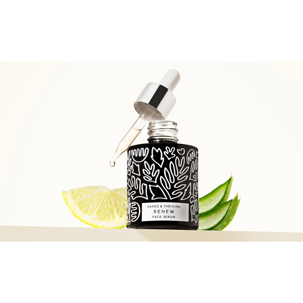 Naked & Thriving Renew Resurfacing Night Serum - Clinically Proven Visible Anti-Aging Benefits, Multitasking for Visible Fine Lines, Texture, Hydration, & Firmness. Hyaluronic Acid+Ferulic Acid 30 mL