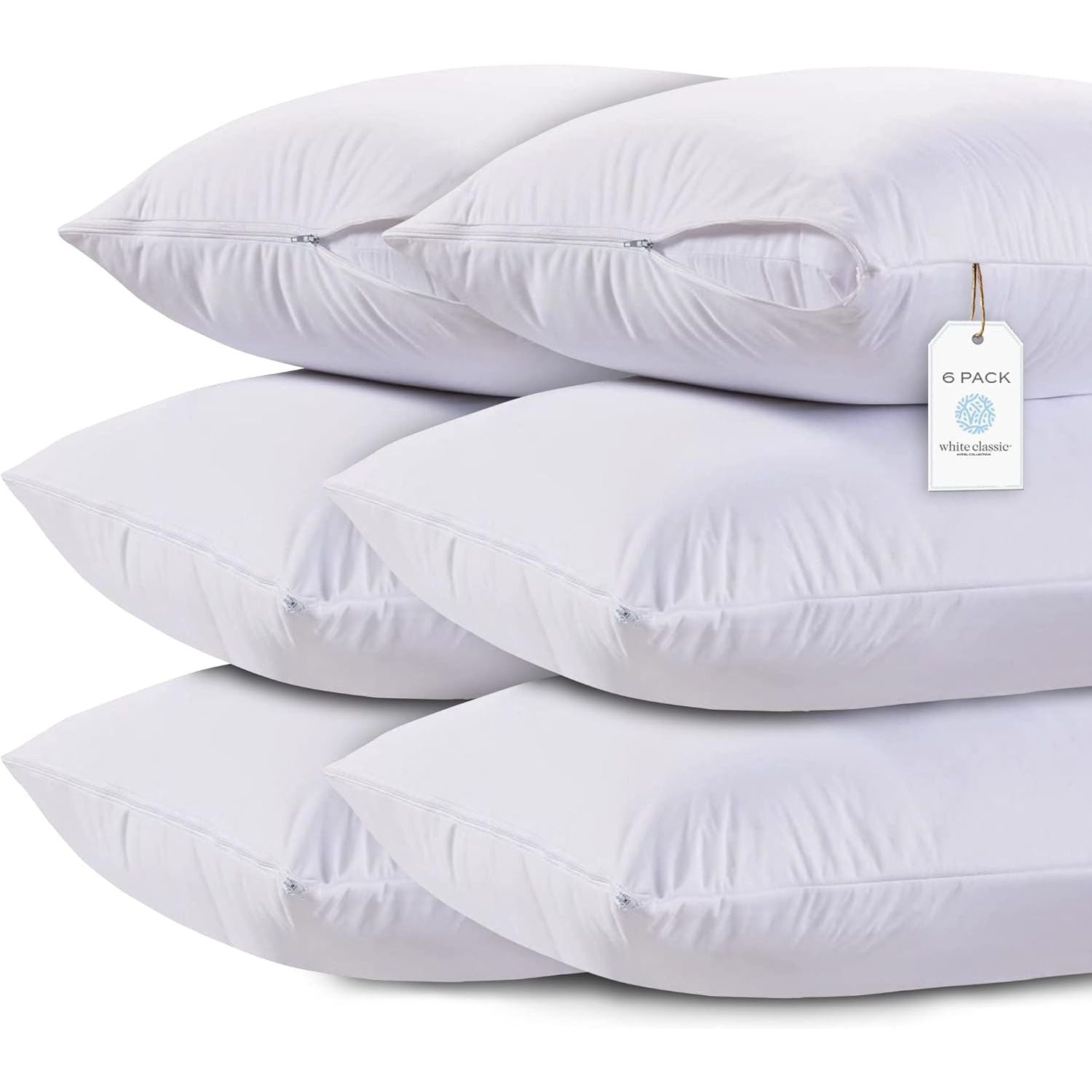 Buy now White Classic King Pillow Covers with Zipper 2 Pack - 20 x 36 Ultra-Soft, Cozy and Noiseless King Pillow Protector, 200 Thread Count, Fade-Resistant Pillow Shams Standard White, 6 Pack at indiglob india