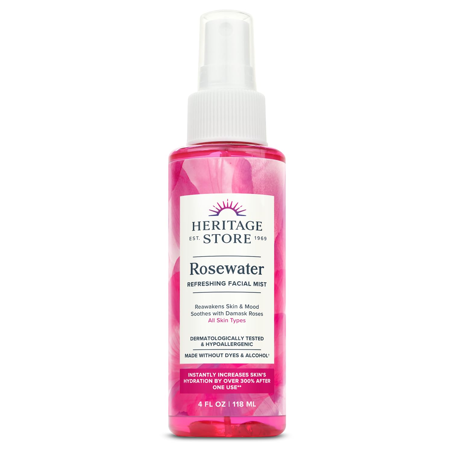 Buy now HERITAGE STORE Rosewater - Refreshing Face Mist with Damask Rose, All Skin Types - Hydrating Rose Water Spray for Glowing Skin Care - No Dyes or Alcohol, Hypoallergenic, Vegan, 60-Day Guarantee, 8oz 4 Fl Oz (Pack of 1) at indiglob india