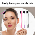 6Pack Double Sided Edge Control Hair Brush，Pink Purple Black | Professional Edge Control Hair Brush Comb Set, Dual-Sided Bristle Design