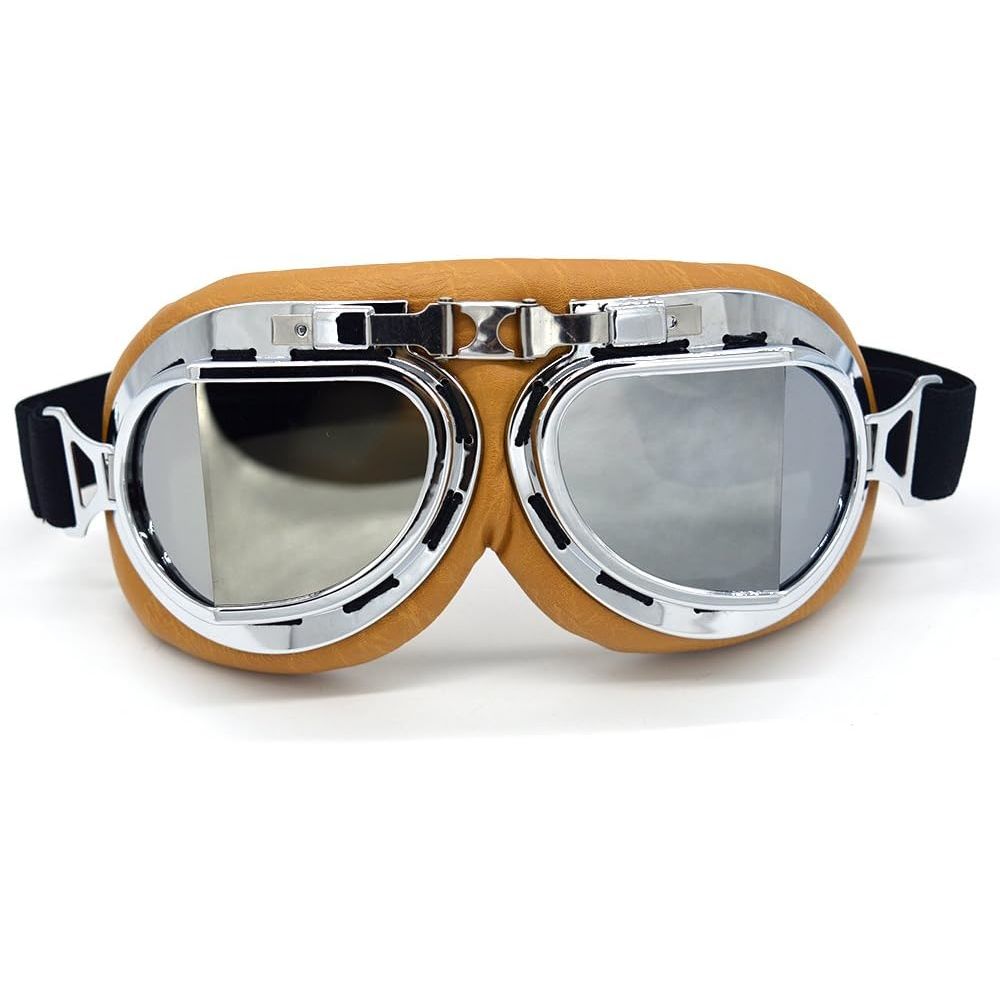 Buy now evomosa Motorcycle Goggles Vintage Pilot Style Cruiser Scooter Goggle Outdoor Sand Goggles Bike Racer Cruiser Touring Eyewear for Half Helmet Silver Silver at indiglob india