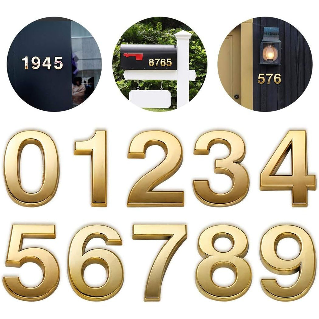 Buy now Mailbox Numbers for Outside, 2 Inch Door Address Number Stickers for Apartment Room, Gold Shiny, 1 Set of 10 Pcs. 2In-1 Set Gold at indiglob india