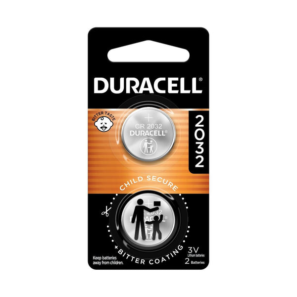 Duracell 2032 Lithium Battery, 2 Count (Pack of 1), Compatible with AirTag, Child Safety Features, Key Fob, CR2032 3V Cell