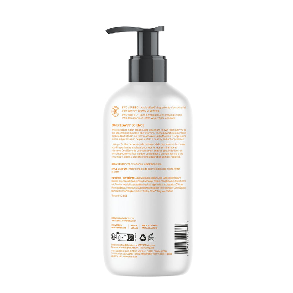 Buy now ATTITUDE Liquid Hand Soap, EWG Verified, Plant and Mineral-Based, Vegan Personal Care Products, Orange Blossom & Eucalyptus Scent, 16 Fl Oz at indiglob india