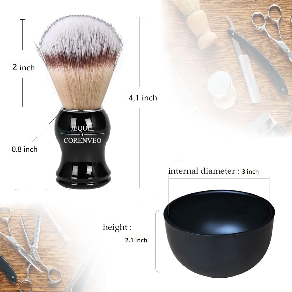 Buy now JEQUIL&CORENVEO Deluxe Shaving Kit for Men, 3 in 1 Shaving Set Includes Shaving Brush, Shaving Bowl, Razor & Brush Holder at indiglob india