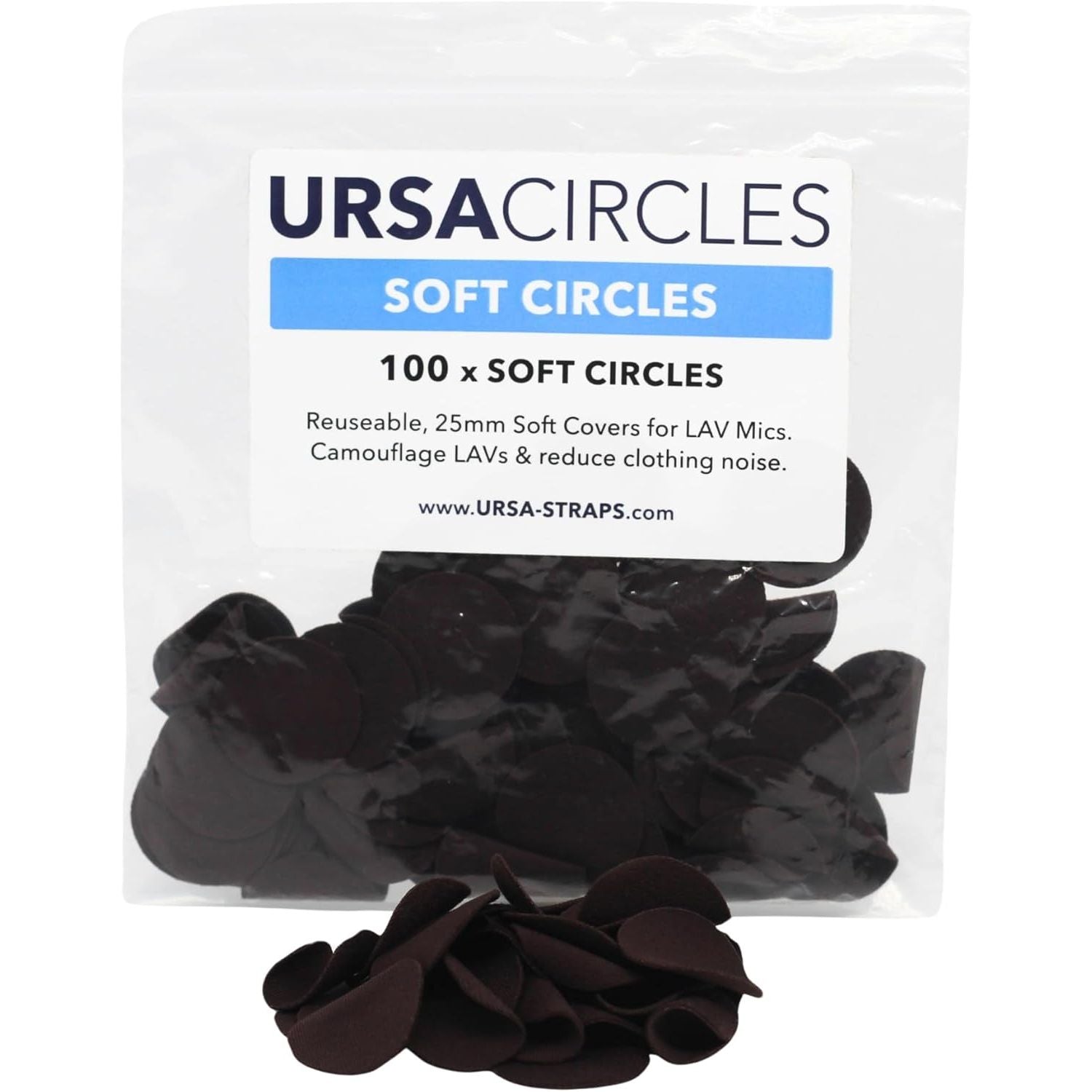 Buy now URSA Soft Circles: Reusable Soft Covers That Provide a Shield Against the Wind and Camouflage for Lavalier Mics. (15x Soft Circles + 30x Stickies, MultiPack) Single Colour Pack of 100 Brown at indiglob india