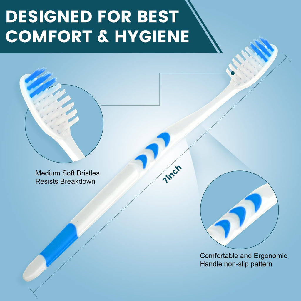 50 PCS Premium Individually Wrapped Bulk Toothbrush, Disposable Toothbrush