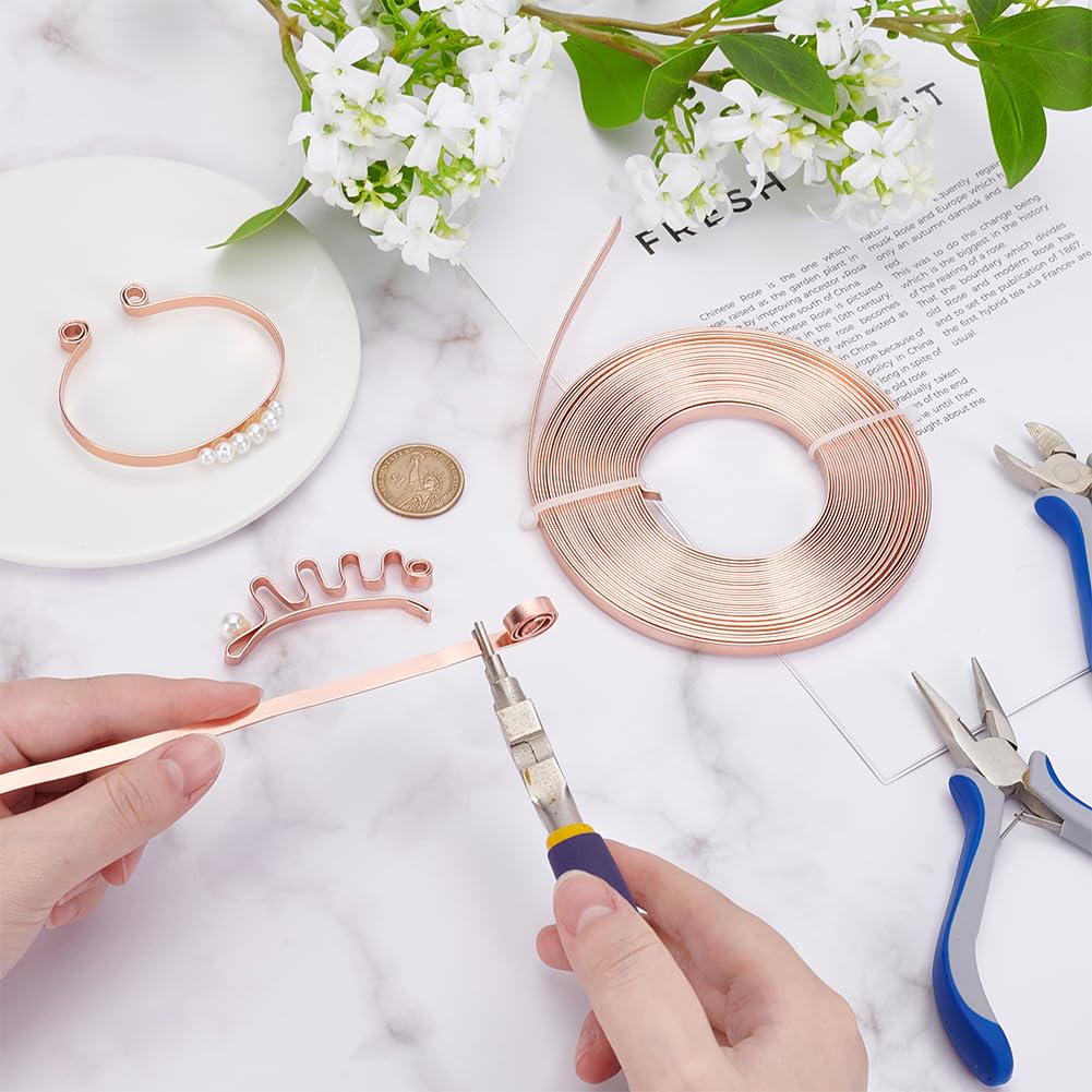 Buy now BENECREAT 5mm Wide Aluminum Craft Wire - 18 Gauge, 32 Feet (Copper Color) - Flat Jewelry Wire for Bezel Making, Sculpting, Armature, DIY Earrings & Rings at indiglob india