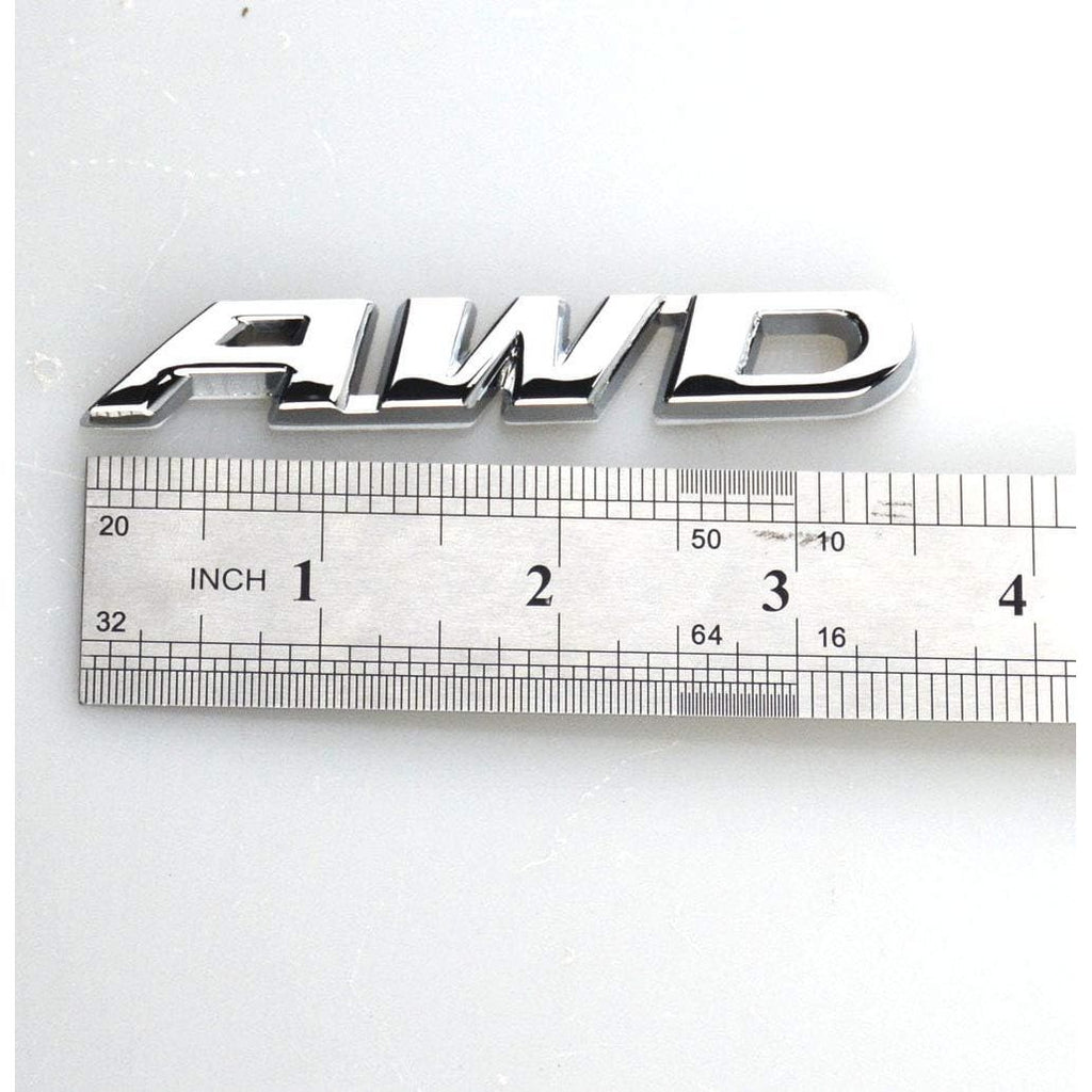 Buy now EmbRoom AWD Emblem, 3D Metal Tailgate Side Sticker Badge Replacement For 4x4 All Wheel Drive SUV Off Road (Chrome) at indiglob india