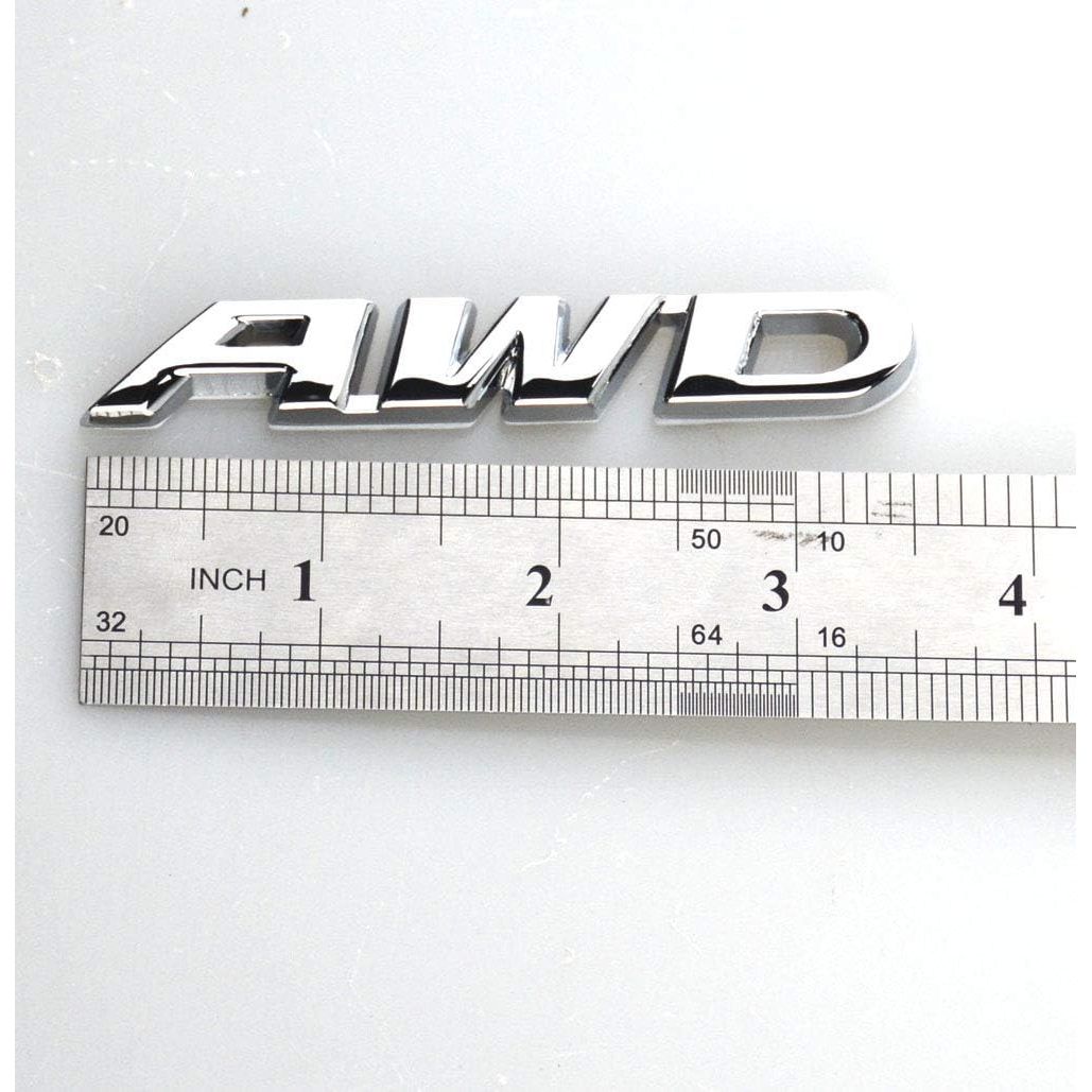Buy now EmbRoom AWD Emblem, 3D Metal Tailgate Side Sticker Badge Replacement For 4x4 All Wheel Drive SUV Off Road (Chrome) at indiglob india