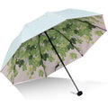 Buy now Green Tree Leaf Folding Travel Sun Umbrella Sunblock UV Protection UPF 50+ Rain Resistant Compact Size Parasol Fold into Purse Green at indiglob india